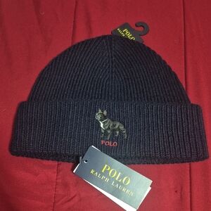 Polo By Ralph Lauren Dog-Embroidered Knit Beanie